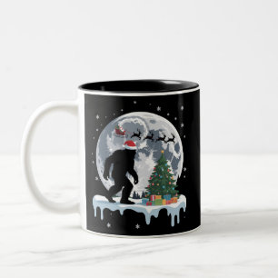 Caneca De Café Em Dois Tons Natal Pé Grande Papai Noel Árvore Trenó Lua Rena N