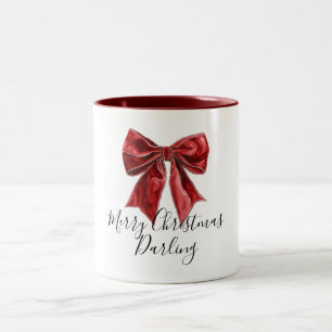 Caneca De Café Em Dois Tons Natal Personalizado do Arco Vermelho Chic
