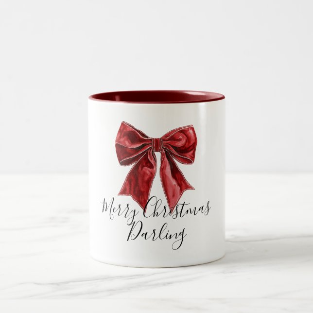 Caneca De Café Em Dois Tons Natal Personalizado do Arco Vermelho Chic (Centro)