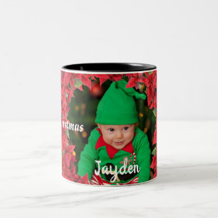 Caneca De Café Em Dois Tons Natal Personalizado para Bebê/ Criança