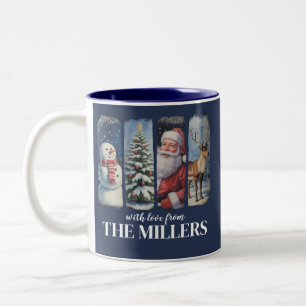 Caneca De Café Em Dois Tons Natal Personalizado Vintage Papai Noel Boneco de N