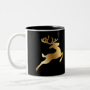 Caneca De Café Em Dois Tons NATAL REINDEER ESPUMANTE DE ouro