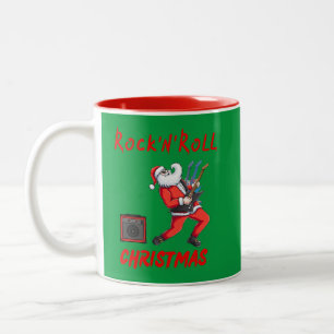 Caneca De Café Em Dois Tons Natal Rock-N-Roll
