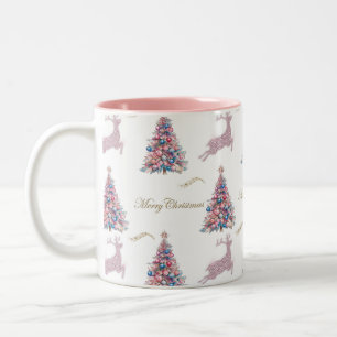 Caneca De Café Em Dois Tons Natal Rosa Pastel