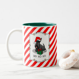 Caneca De Café Em Dois Tons Natal Santa Hat Scottish Terrier (preto)