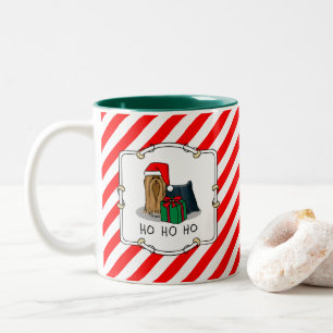 Caneca De Café Em Dois Tons Natal Santa Hat Yorkshire Terrier Yorkie Cute