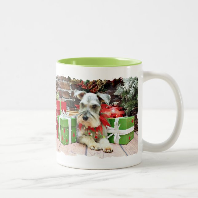 Caneca De Café Em Dois Tons Natal - Schnauzer - Heinz (Direita)