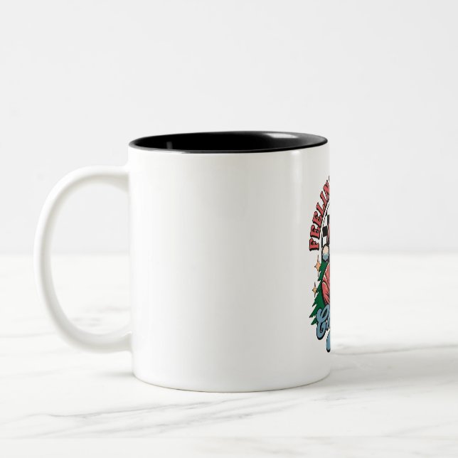 Caneca De Café Em Dois Tons Natal Sentindo-se Alegre (Esquerda)