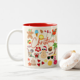 Caneca De Café Em Dois Tons Natal tropical