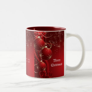 Caneca De Café Em Dois Tons Natal vermelho elegante