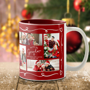 Caneca De Café Em Dois Tons Natal Vermelho Nós Te Amamos Vovó Doodles para 4 F