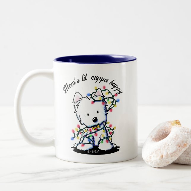 Caneca De Café Em Dois Tons Natal Westie KiniArt (Com Donut)