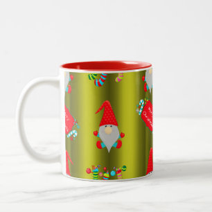 Caneca De Café Em Dois Tons Natal Whimsso Elves Green