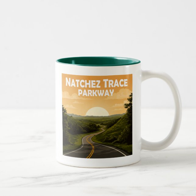 Caneca De Café Em Dois Tons Natchez Trace Parkway Mississippi Paisagem (Direita)