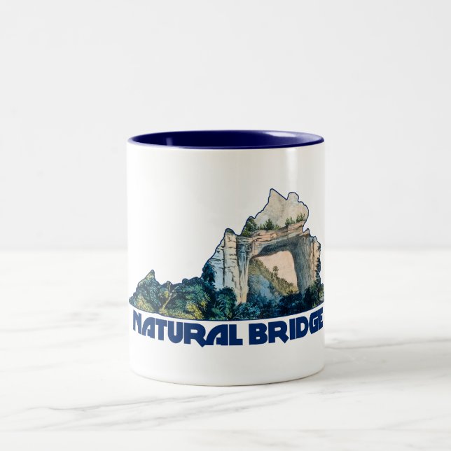 Caneca De Café Em Dois Tons Natural Bridge Virginia State Map (Centro)