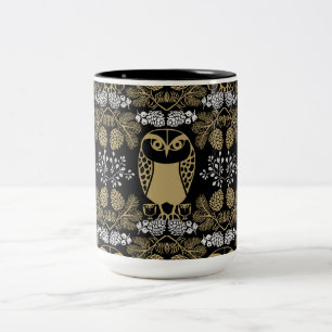 Caneca De Café Em Dois Tons Nature Owl Folk Art