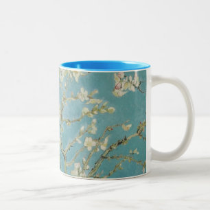Caneca De Café Em Dois Tons Natureza das flores da amêndoa dos ramos de Gogh