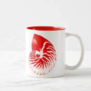 Caneca De Café Em Dois Tons Nautilus shell - vermelho escuro e branco