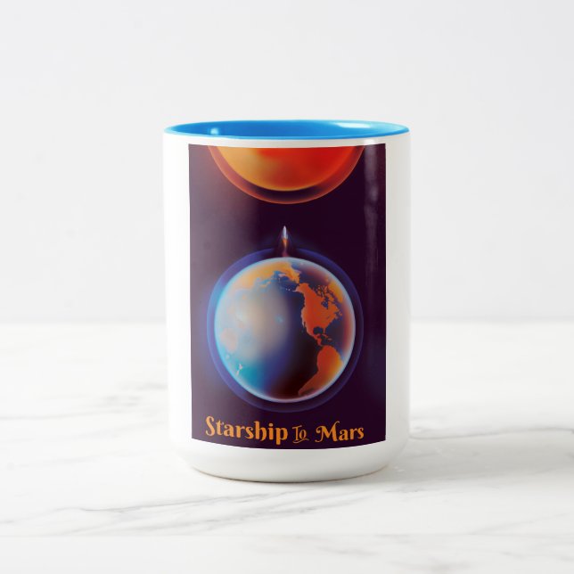 Caneca De Café Em Dois Tons Nave espacial para Marte (Centro)