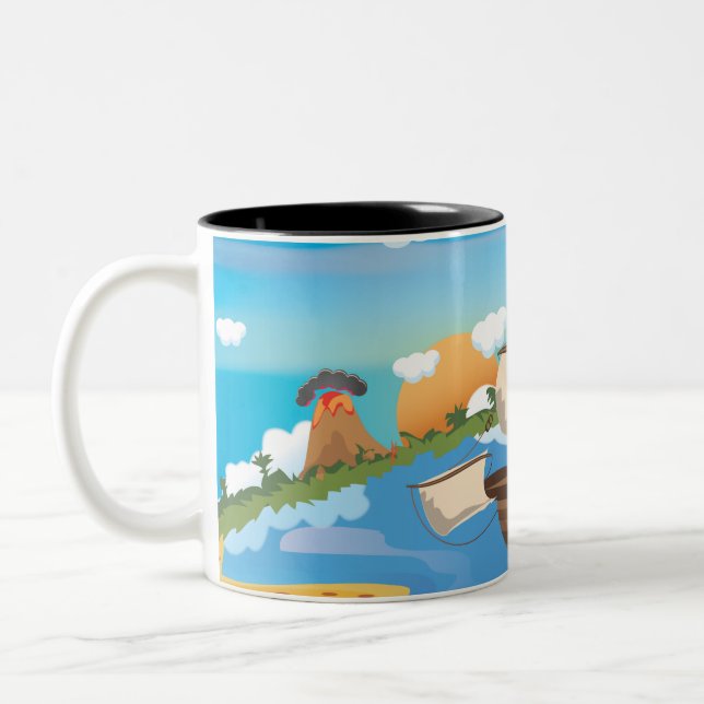 Caneca De Café Em Dois Tons Navio Pirata (Esquerda)