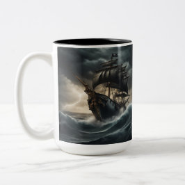 Caneca De Café Em Dois Tons Navio Pirata Stormy - 1 -
