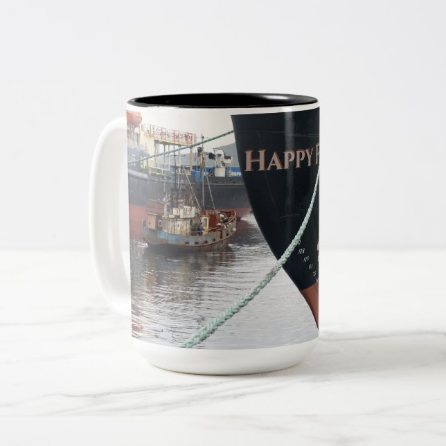 Caneca De Café Em Dois Tons Navios (Frente Esquerda)