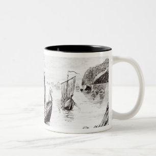 Caneca De Café Em Dois Tons Navios de Viking