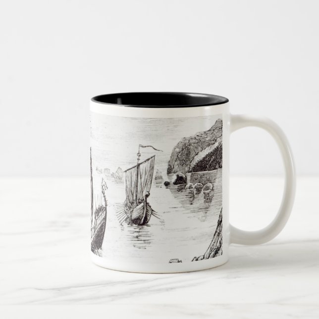 Caneca De Café Em Dois Tons Navios de Viking (Direita)
