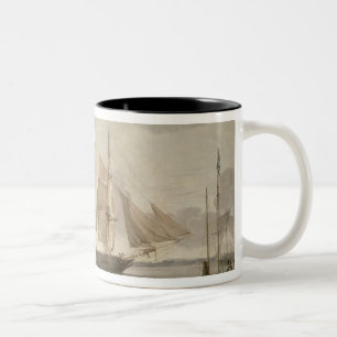 Caneca De Café Em Dois Tons Navios no porto, 1805 (óleo em canvas)