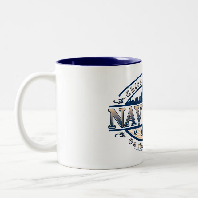 Caneca De Café Em Dois Tons Navy Pier Chicago (Esquerda)