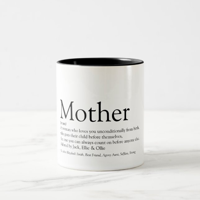 Caneca De Café Em Dois Tons Negra e Branca de Cotação de Definição-Mãe (Centro)