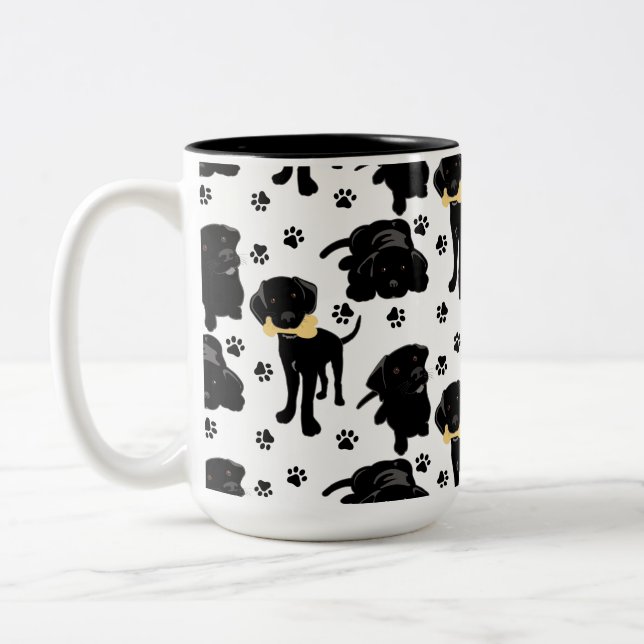 Caneca De Café Em Dois Tons Negra Labrador Retriever Puppies (Esquerda)