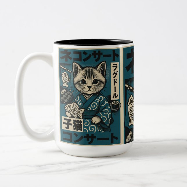 Caneca De Café Em Dois Tons Neko Noodle Noights (Esquerda)