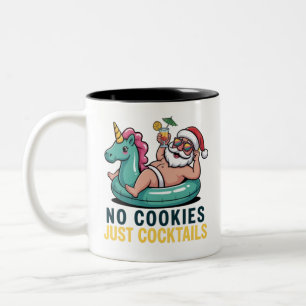 Caneca De Café Em Dois Tons Nenhum Cookie Apenas Coquetéis Santa Verão Natal