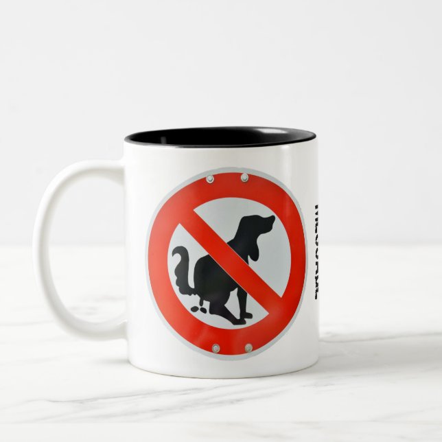 Caneca De Café Em Dois Tons Nenhum sinal do tombadilho de Poo do cão (Esquerda)