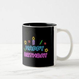 Caneca De Café Em Dois Tons Neon birthday mug