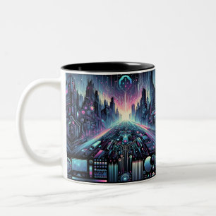 Caneca De Café Em Dois Tons Neon Cyberworld