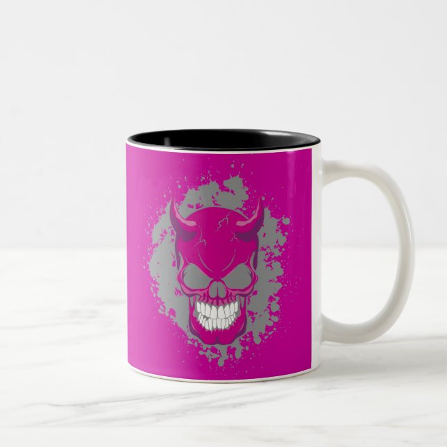 Caneca De Café Em Dois Tons Neon Demon Skull (Direita)