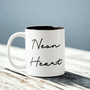 Caneca De Café Em Dois Tons Neon Heart - Citação do Amor Retroativo