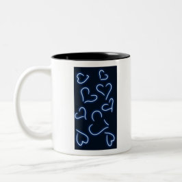 Caneca De Café Em Dois Tons Neon Hearts Blue