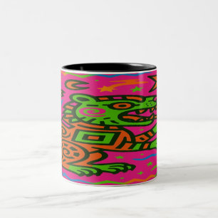 Caneca De Café Em Dois Tons Neon Jaguar Spirit - Bold Tribal Coffee Mug