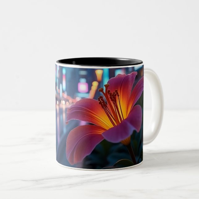 Caneca De Café Em Dois Tons Neon Lily (Frente Esquerda)