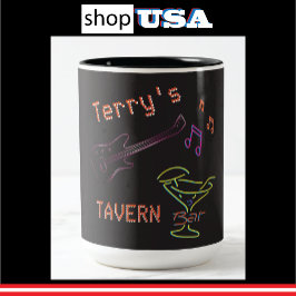 Caneca De Café Em Dois Tons Neon Mancave Mug 🍺 Faux Tavern Club Personalizado