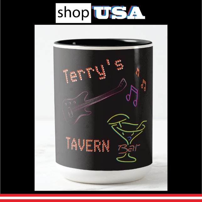 Caneca De Café Em Dois Tons Neon Mancave Mug 🍺 Faux Tavern Club Personalizado (Criador carregado)