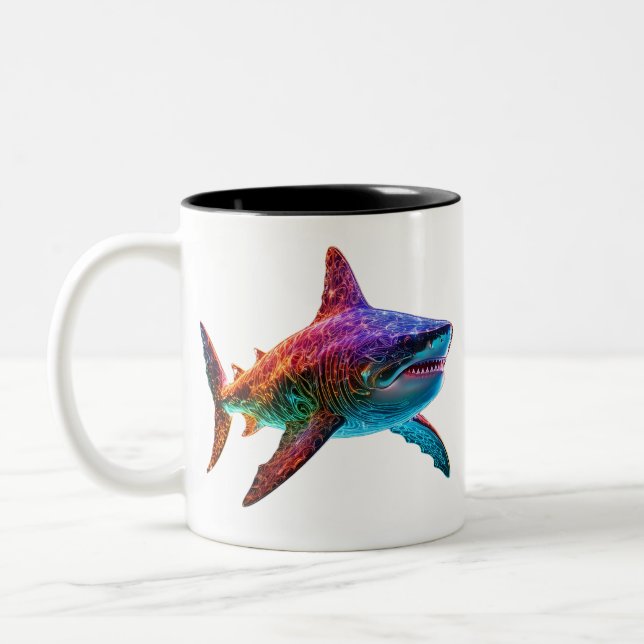 Caneca De Café Em Dois Tons Neon Spectrum Shark (Esquerda)