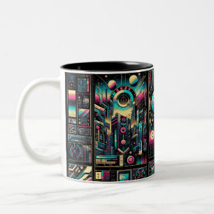 Caneca De Café Em Dois Tons Neon Tech Odyssey