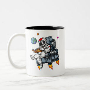 Caneca De Café Em Dois Tons Nerd da leitura do livro do astronauta do espaço