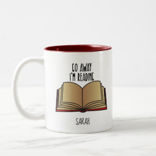 Caneca De Café Em Dois Tons Nerd do Livro vá embora Estou lendo citação engraç