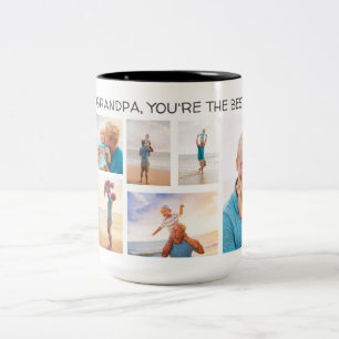 Caneca De Café Em Dois Tons Neta Avô Você É o Melhor 8 Colagem de Fotos