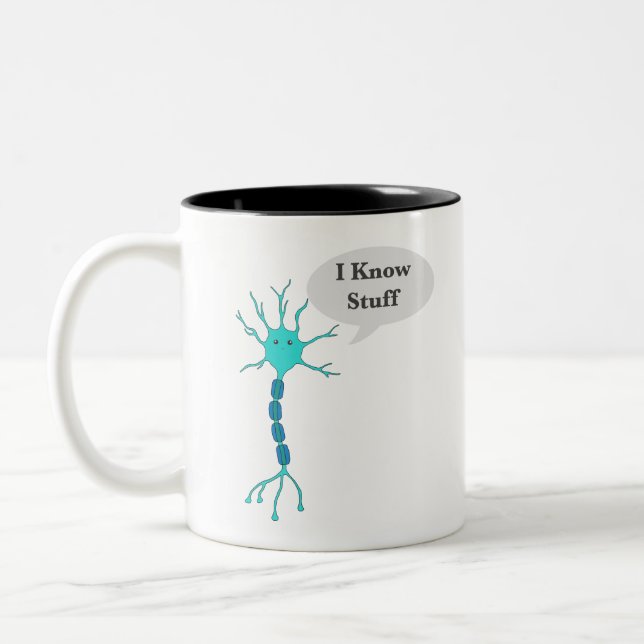 Caneca De Café Em Dois Tons Neuron, Eu Sei Coisas (Esquerda)